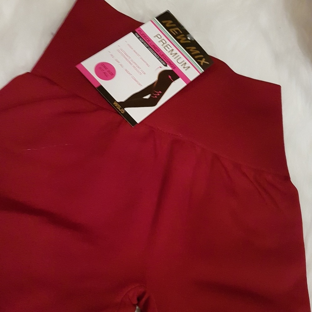 Hi Waist Fleece Lined Leggings Berry - Picture 6 of 8